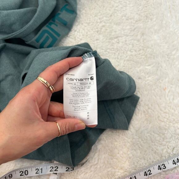 Carhartt Men's Loose Fit Long Sleeve Shirt Green Size M Cotton Graphic Logo‎ - Picture 7 of 7